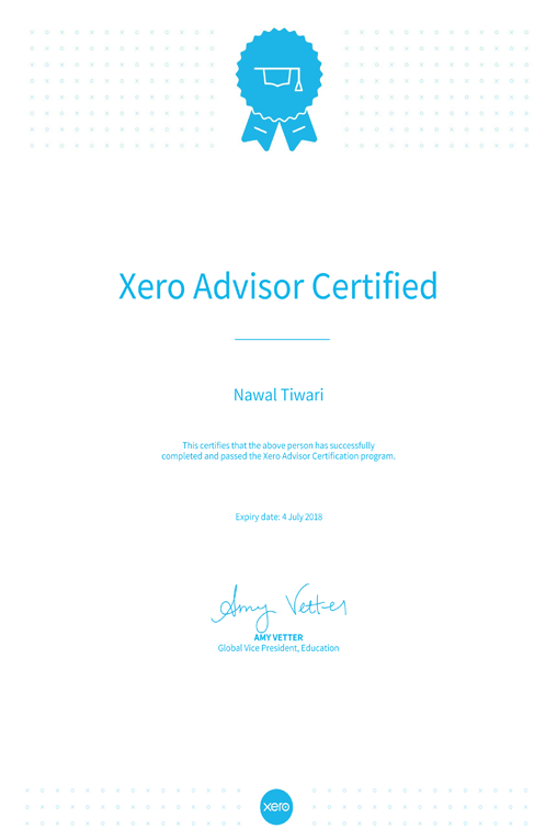 Xero Certificate 2018