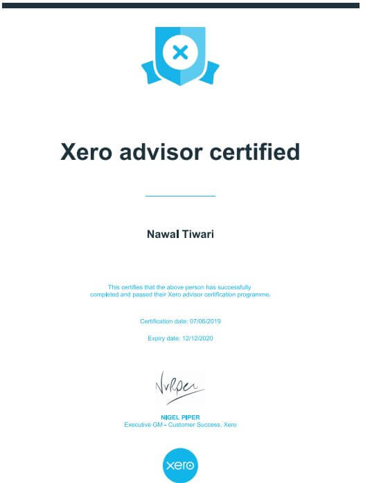 Xero  Certificate 2020